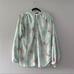 Vintage Floral Blouse Pullover Button Front EZ Street Clothing Work